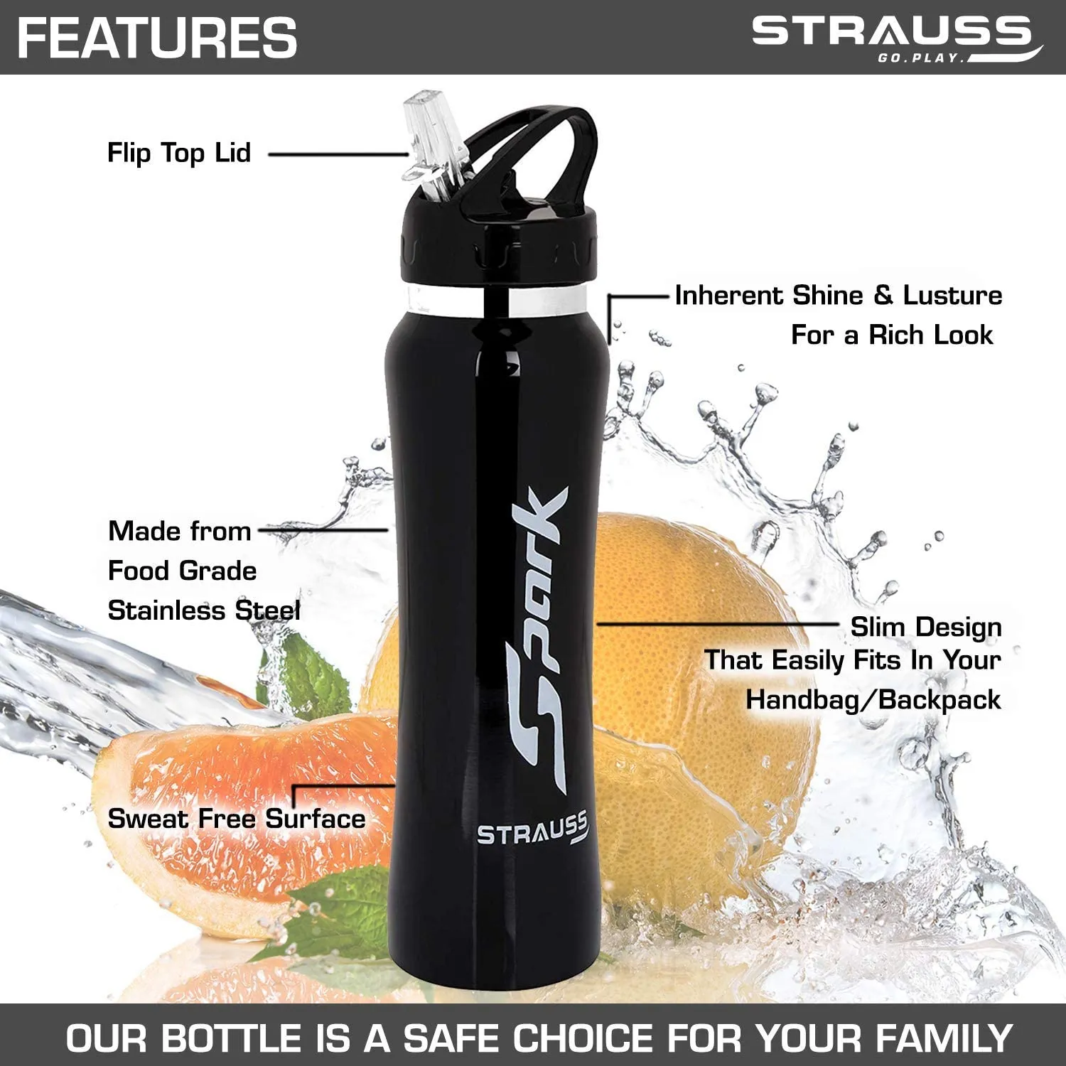 STRAUSS Yoga Stainless Steel Water Bottle