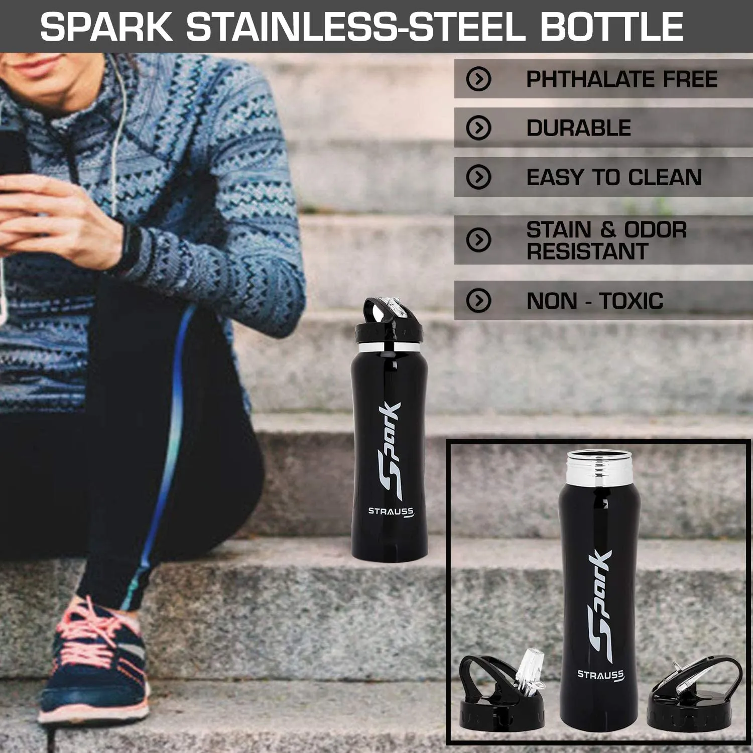 STRAUSS Yoga Stainless Steel Water Bottle