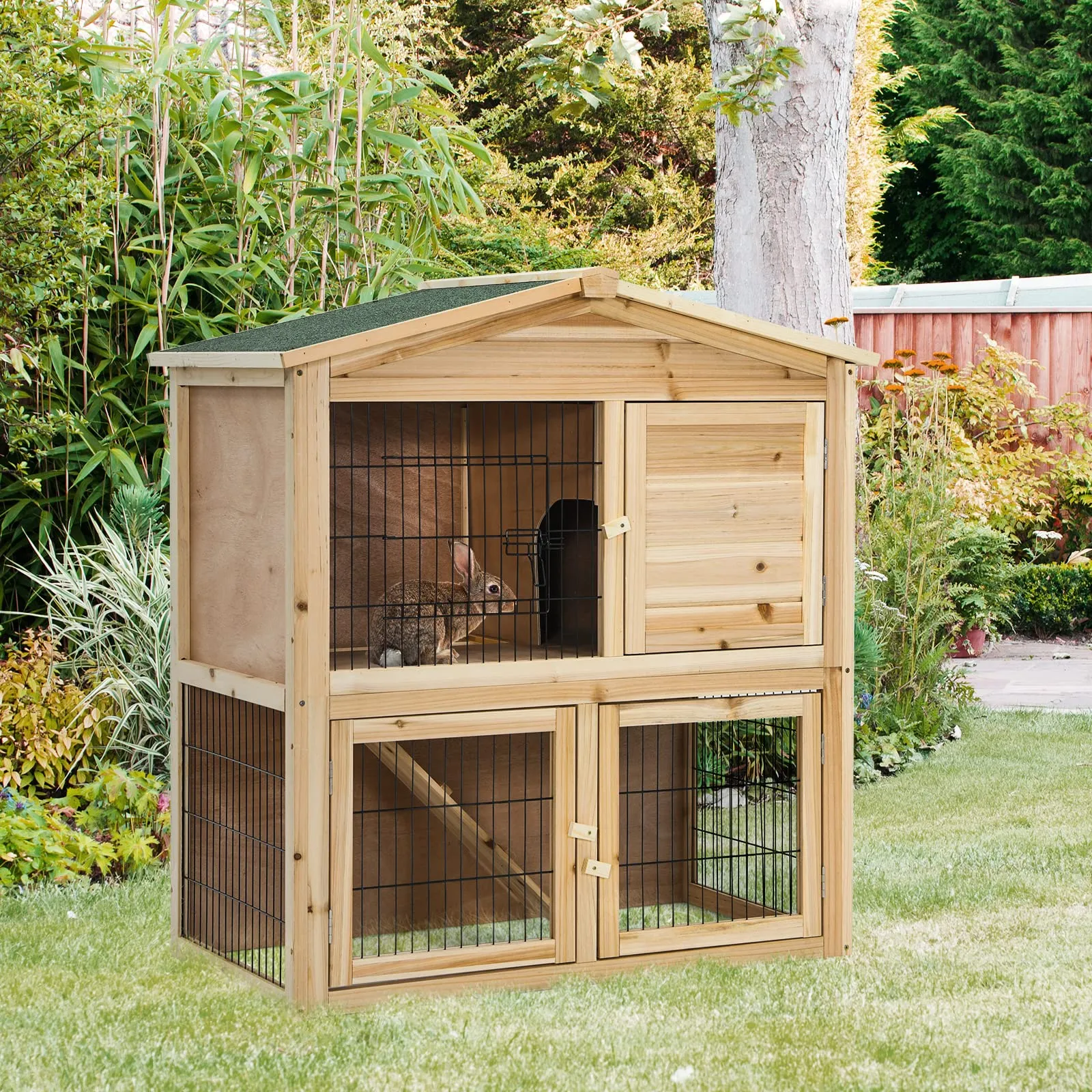 Tangkula Wood Chicken Coop and Rabbit Hutch