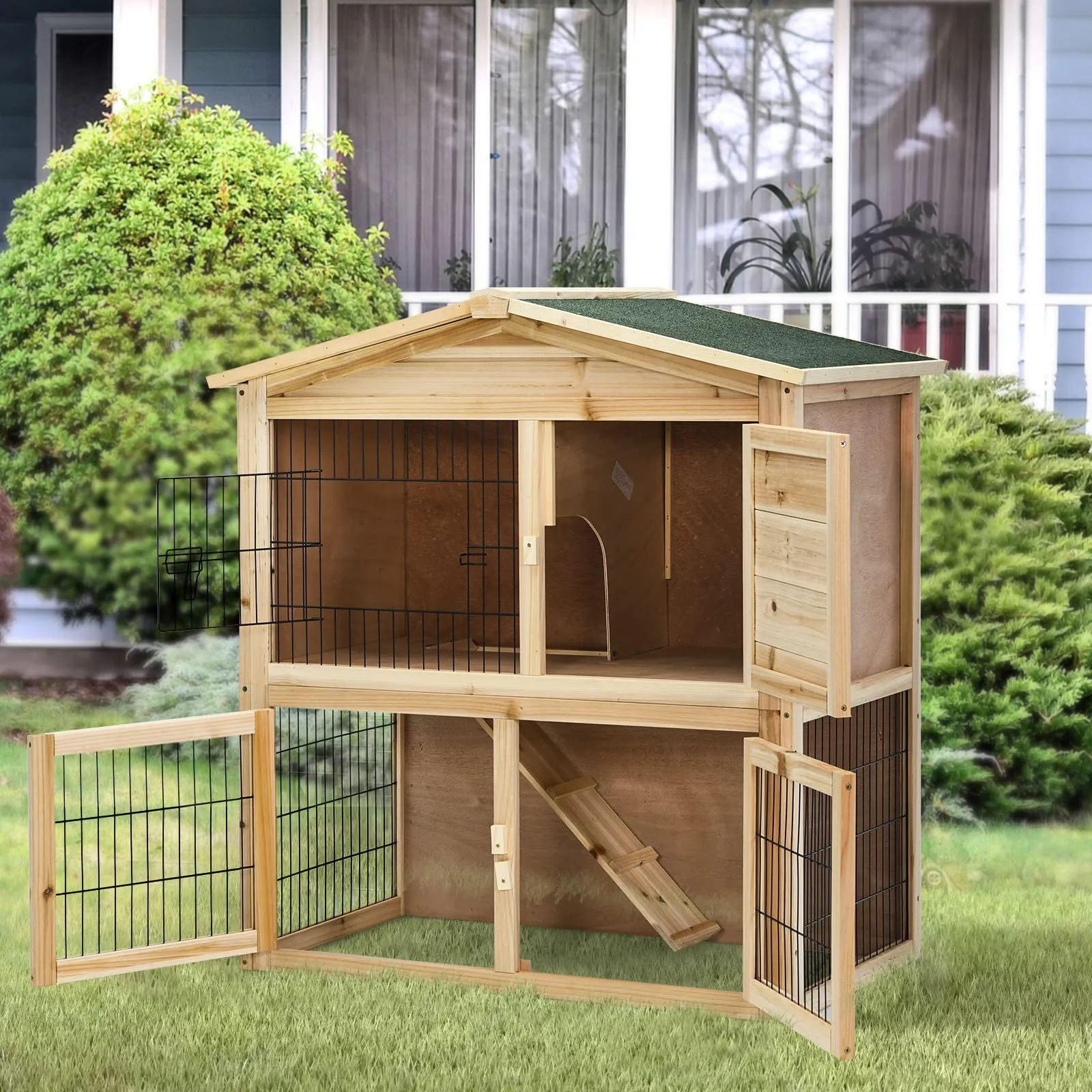 Tangkula Wood Chicken Coop and Rabbit Hutch