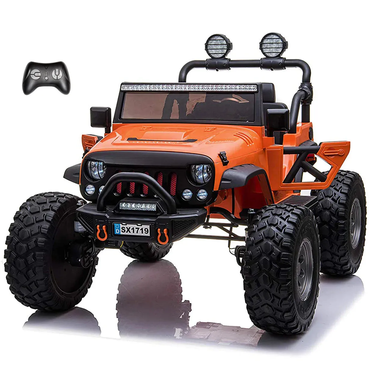 Upgraded 24V | 2025 Licensed Off-Road Lifted Monster JEEP Wrangler | Leather Seats | Rubber Tires | 2 Seater | 4x4 | Remote