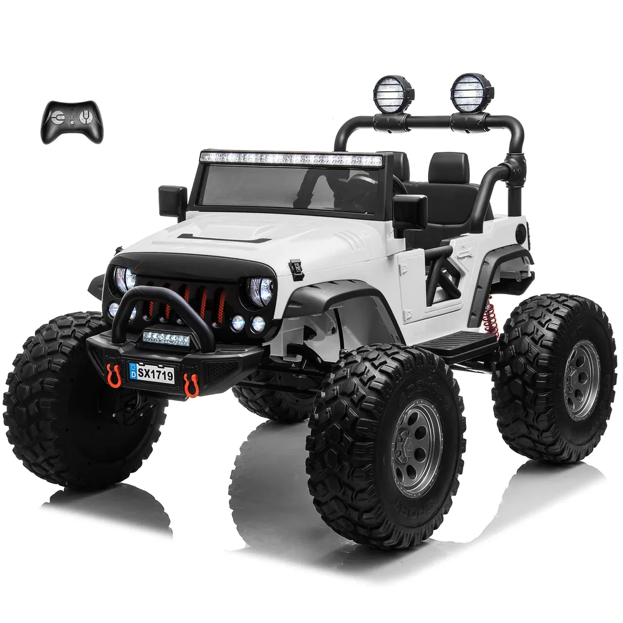 Upgraded 24V | 2025 Licensed Off-Road Lifted Monster JEEP Wrangler | Leather Seats | Rubber Tires | 2 Seater | 4x4 | Remote