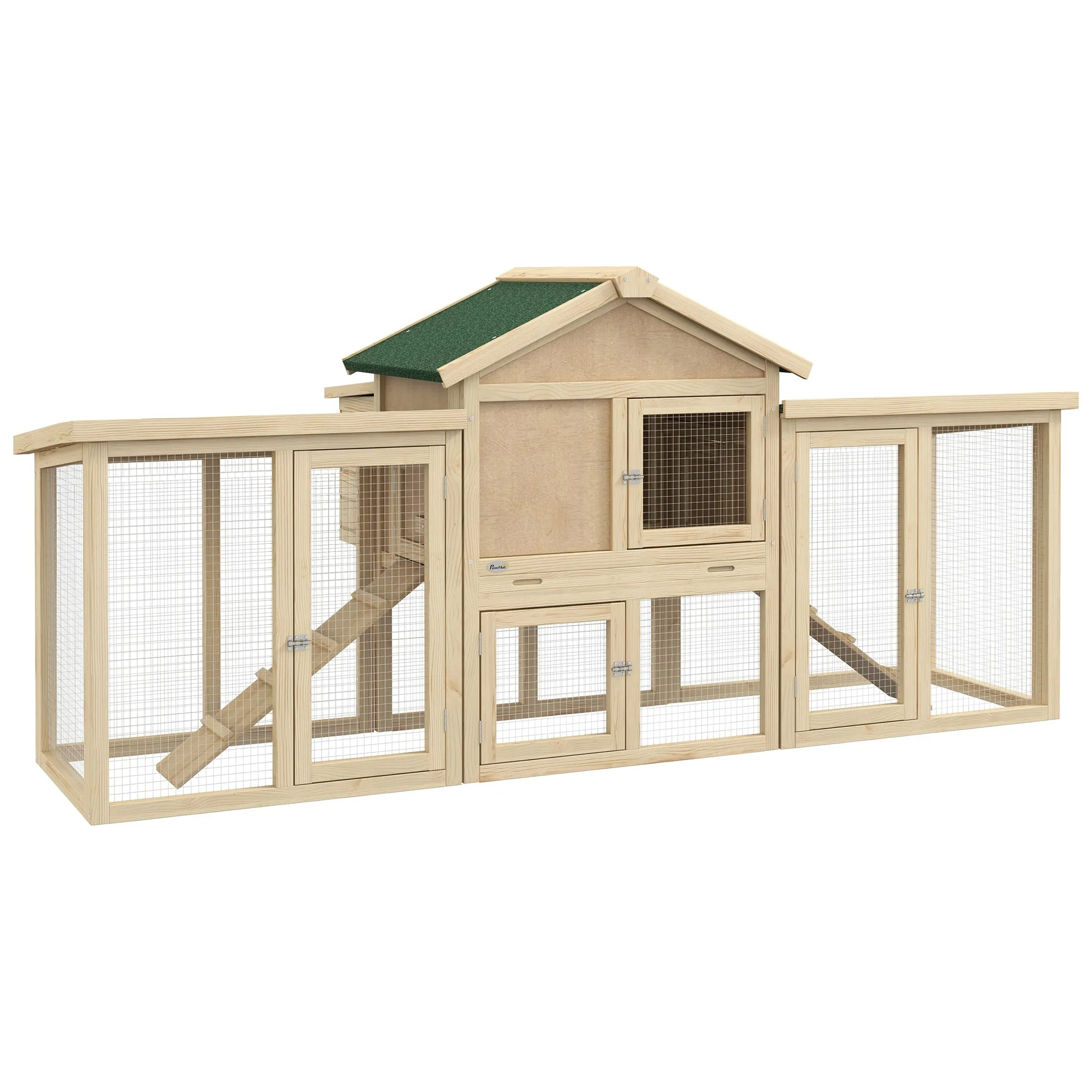 Wood Chicken Coop Hens Cage Poultry House with Nesting Boxes Run